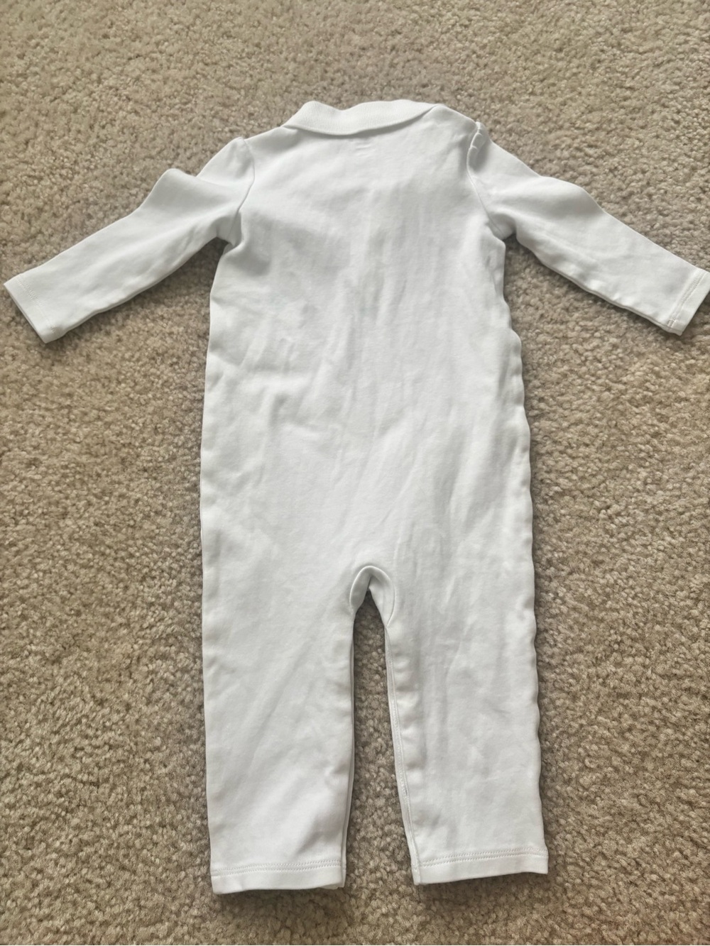 Ralph Lauren White Long-Sleeve Polo Footed One-Piece - Picture 3 of 3
